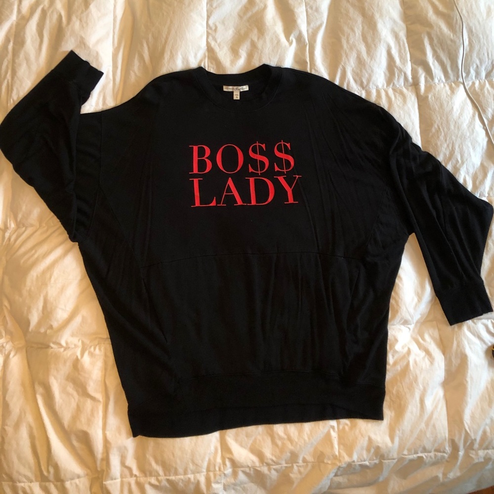 Express Black Dolan Sleeve Shirt Red Boss Lady L